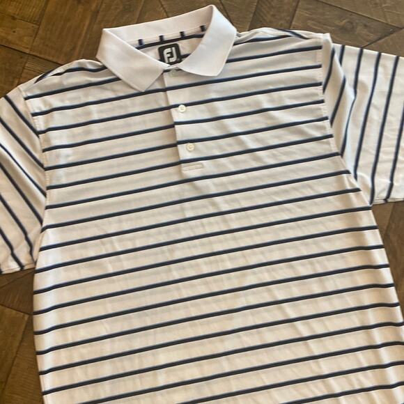 FootJoy Other - Mens Footjoy Golf Polo.  White with Cyan Navy Stripes.  Size XL.
